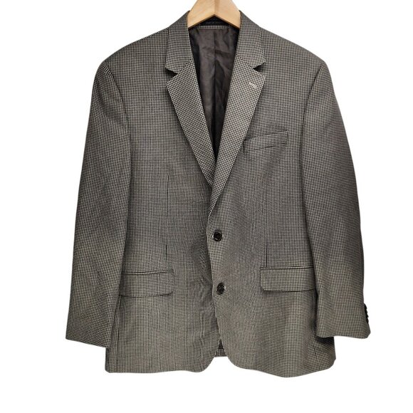 Michael Michael‎ Kors Mens Houndstooth Blazer Jacket 44R Rayon/Polyester - Picture 1 of 9